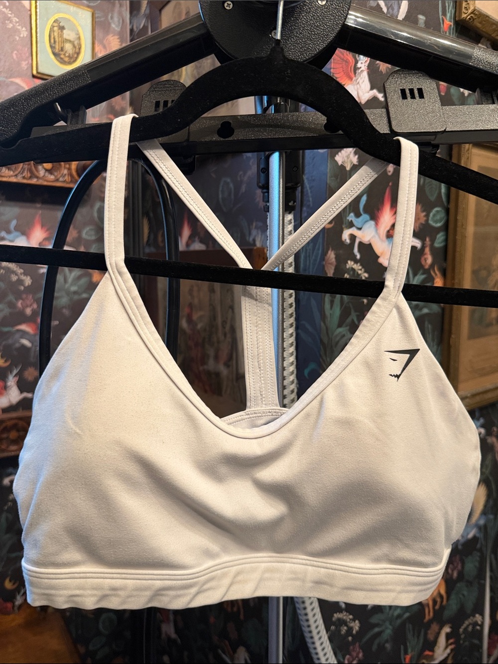 Gymshark White Strappy V‑Back Sports Bra